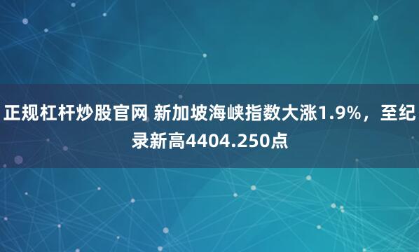 正规杠杆炒股官网 新加坡海峡指数大涨1.9%，至纪录新高4404.250点
