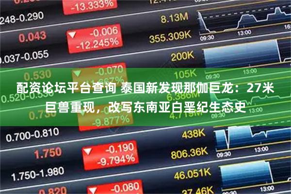 配资论坛平台查询 泰国新发现那伽巨龙：27米巨兽重现，改写东南亚白垩纪生态史